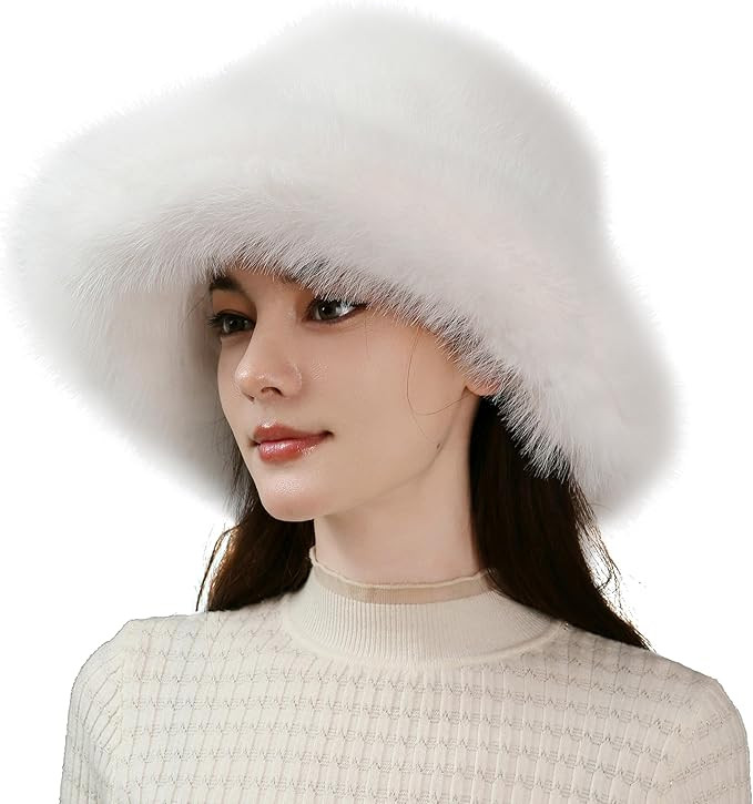Dikoaina Luxury Faux Fur Bucket Hat for Women Girl – Oversized Brim, Super Soft & Fluffy Winter... | Amazon (US)