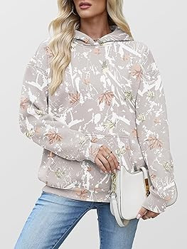 ANRABESS Women Camo Hoodies Long Sleeve Maple Leaf Print Fleece Oversized Casual Pullover Sweatsh... | Amazon (US)