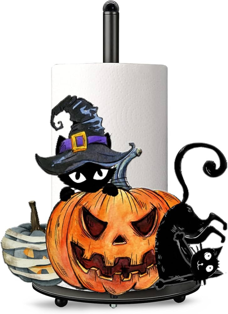 Halloween Paper Towel Holder, Farmhouse Halloween Cat Kitchen Decor Accessories Paper Towel Holde... | Amazon (US)