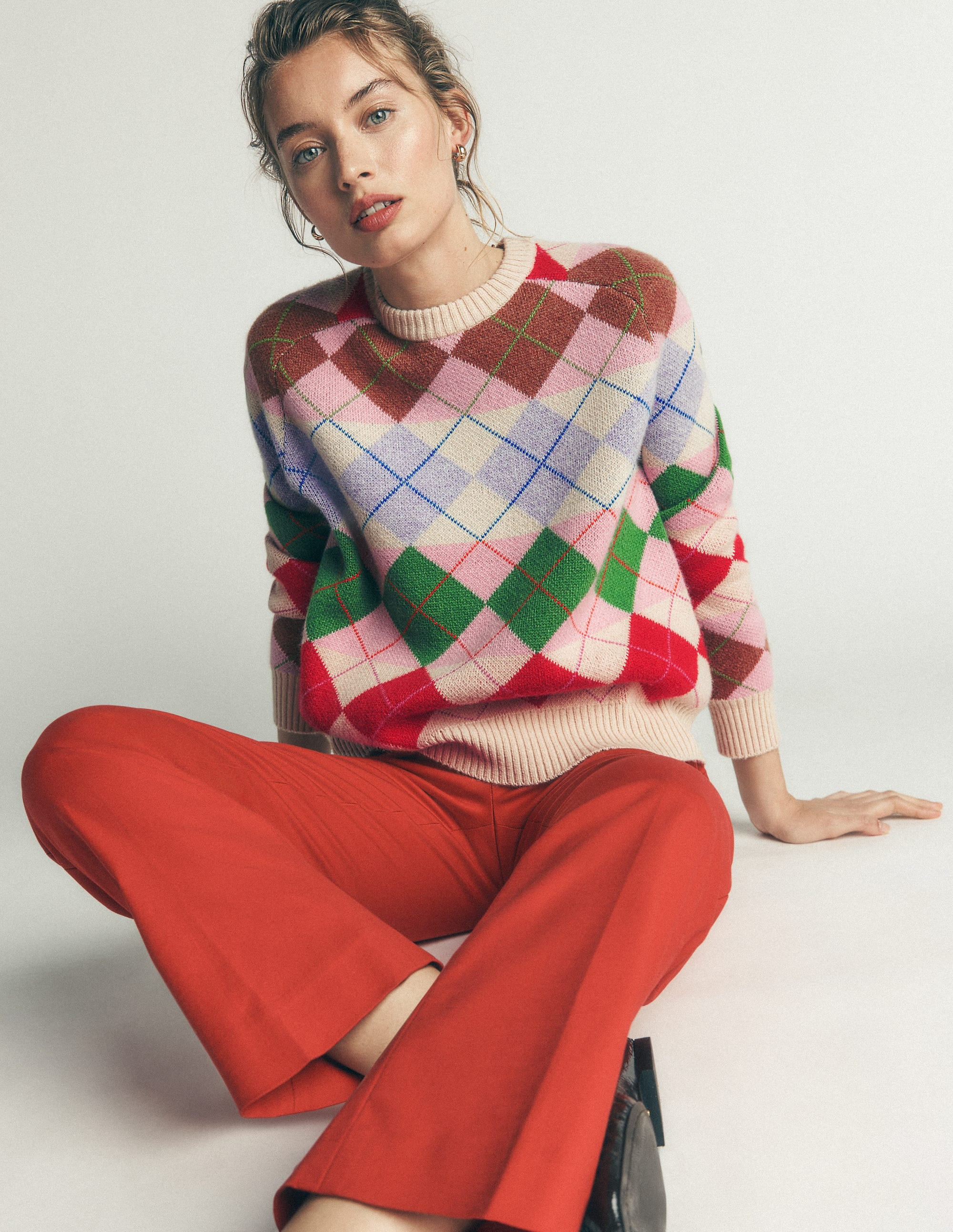 Ariadne Alpaca Blend Sweater-Multi Argyle | Boden (US)