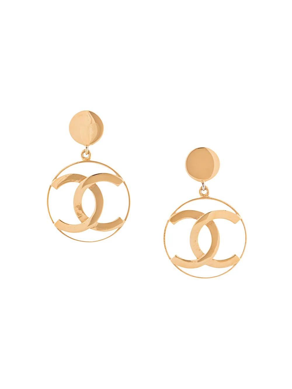 Chanel Pre-Owned cut-out CC clip-on Earrings - Farfetch | Farfetch (US)