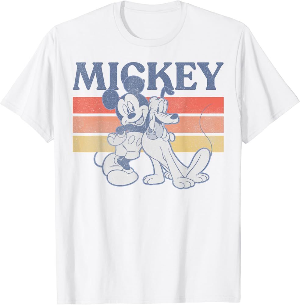 Disney Mickey And Friends Mickey And Pluto Retro Line T-Shirt | Amazon (US)