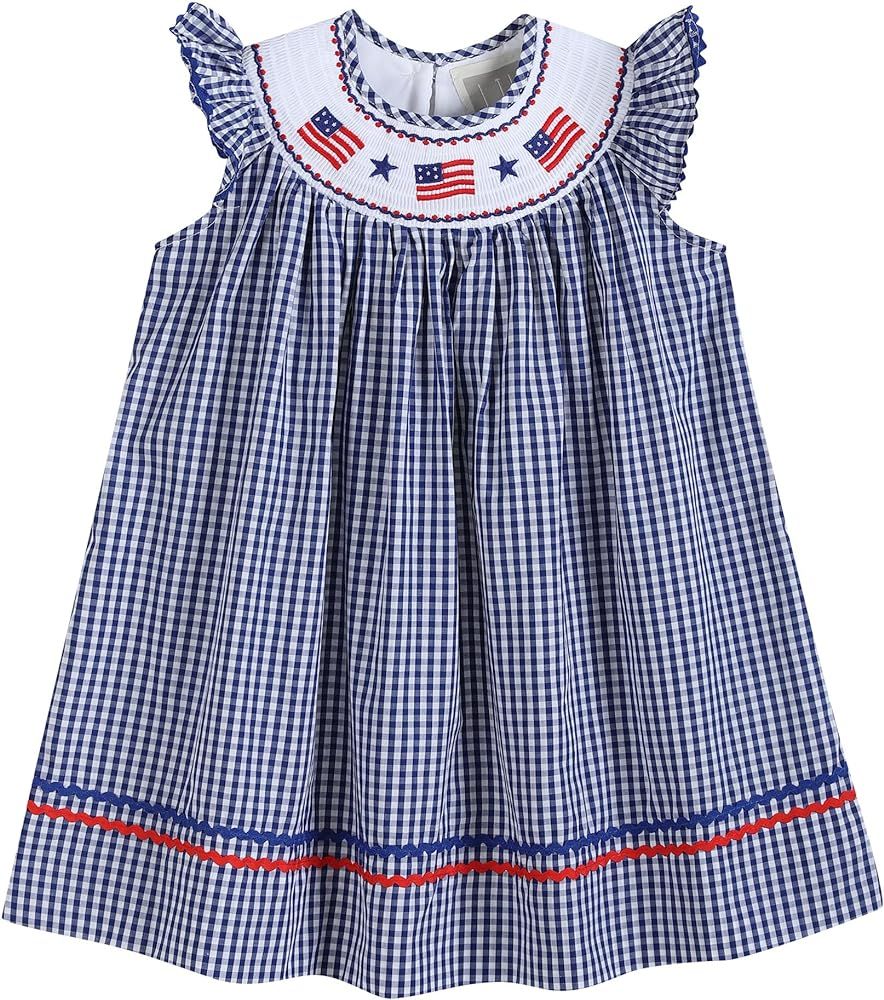 Baby and Girls USA 4th of July Smocked Bishop Dress | Amazon (US)