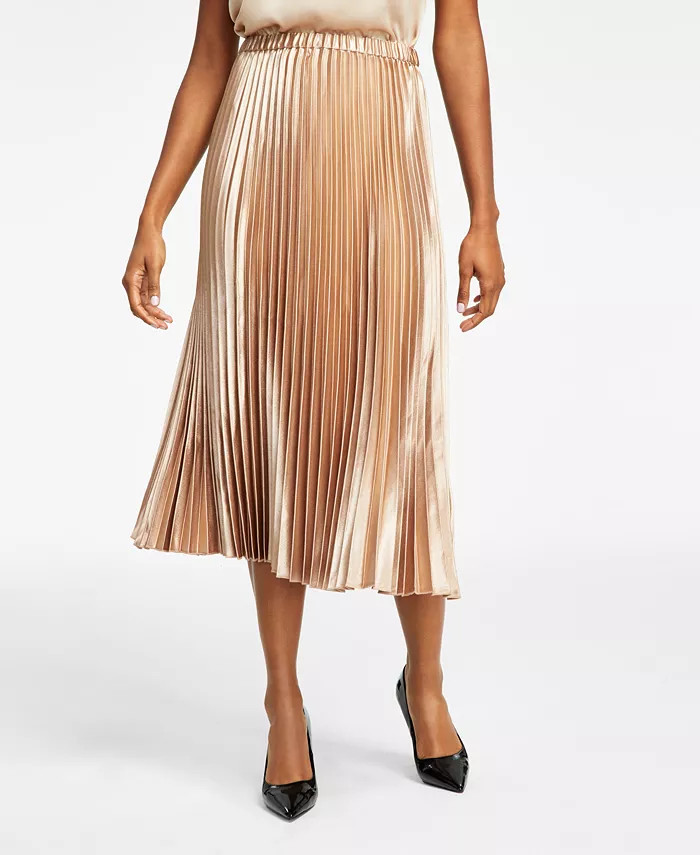 Women's Pleated Pull-On Midi Skirt | Macys (US)
