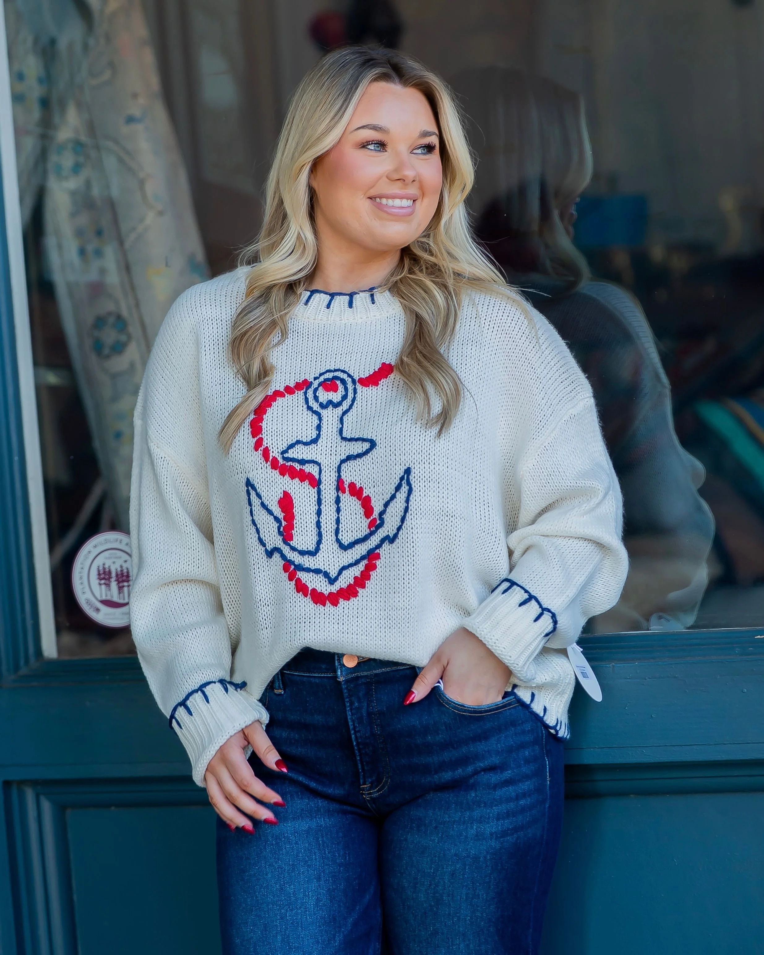 Sail Away Anchor Knit Sweater | Caroline Hill