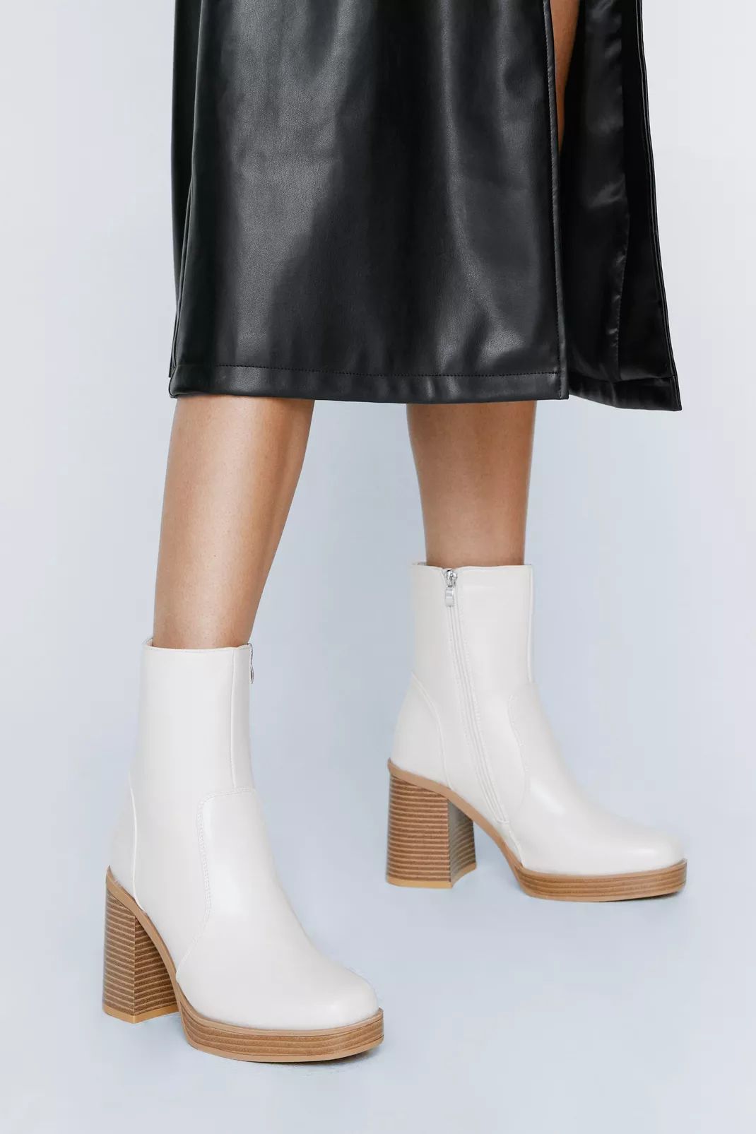 Faux Leather Platform Ankle Boots | Nasty Gal (US)
