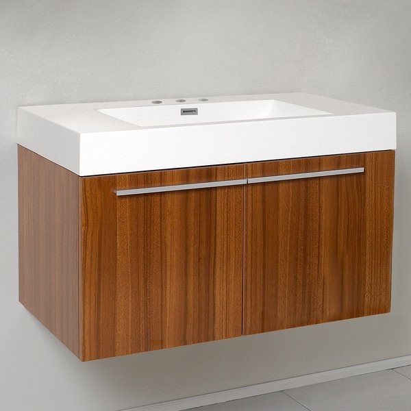 Fresca Vista Teak Modern Bathroom Cabinet with Integrated Sink | Bed Bath & Beyond