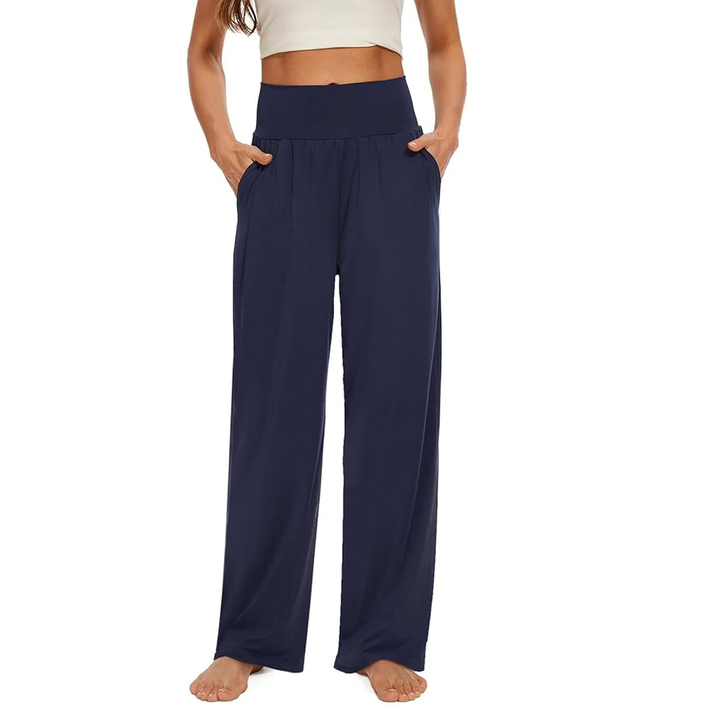 iniber Women's Wide Leg Casual Loose Lounge Pants Yoga Sweatpants High Waisted Comfy Pajama Flowy... | Amazon (US)