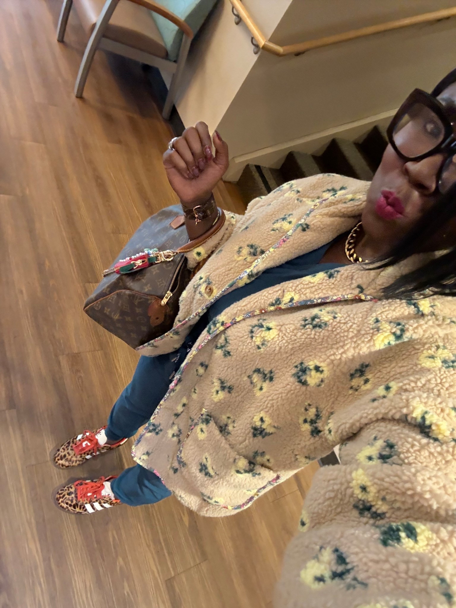 Cozy Sherpa  jacket with animal prints over scrubs for the win! I ordered size large in the jacket

#LTKStyleTip #LTKOver40 #LTKSeasonal