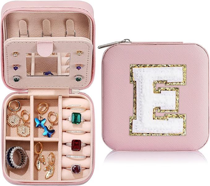 Yqljew Small Jewelry Box for Girls, Travel Initial Jewelry Box for Girls | Small Jewelry Organize... | Amazon (US)