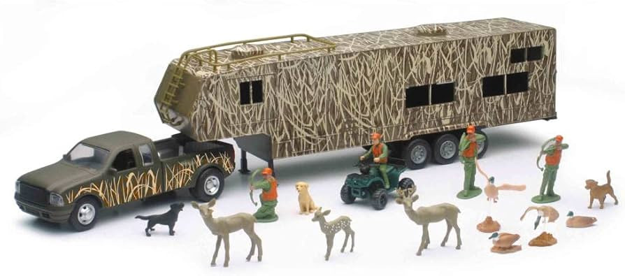 NewRay Wildlife Hunter Fifth Wheel W/ Camo Camper & Deer Set Scale 1:32, unisex | Amazon (US)