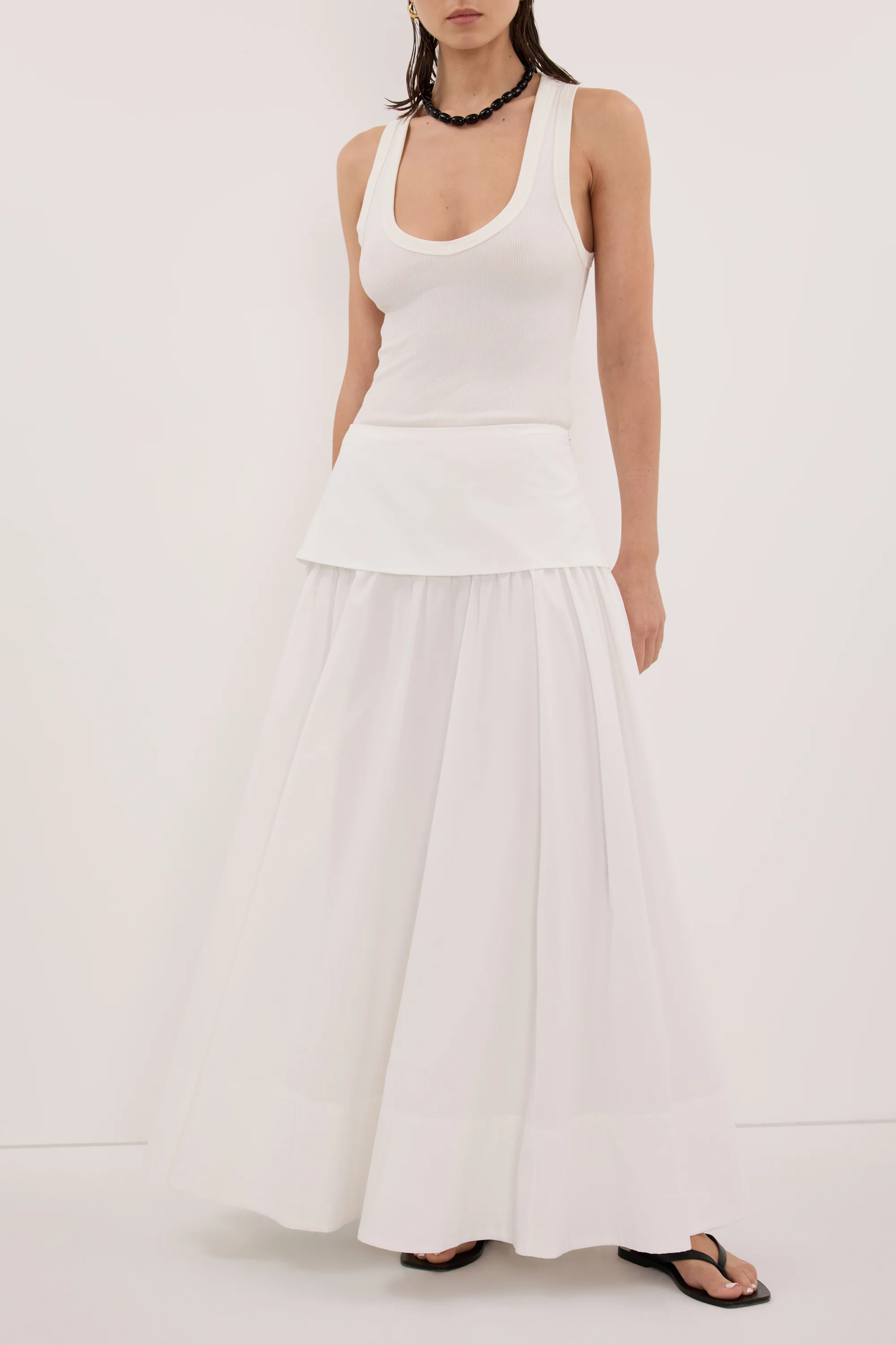 CLAIRE WHITE POPLIN MIDI SKIRT | DISSH