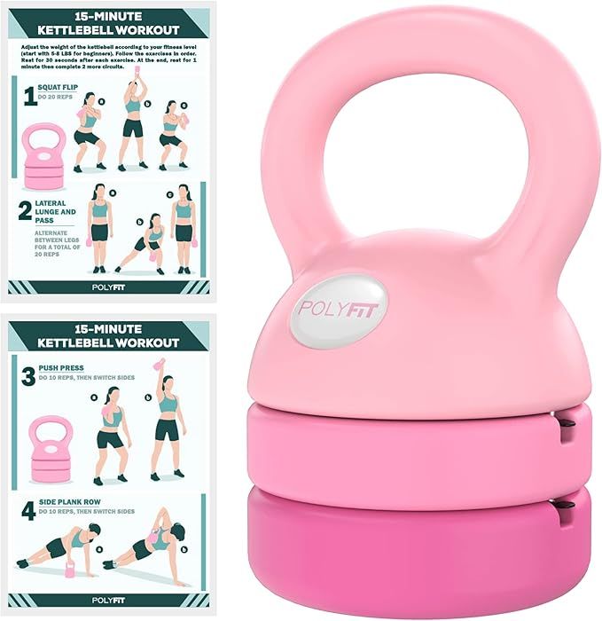 Polyfit Adjustable Kettlebell - 5 lbs, 8 lbs, 12 lbs Kettlebell Weights Set for Home Gym | Amazon (US)