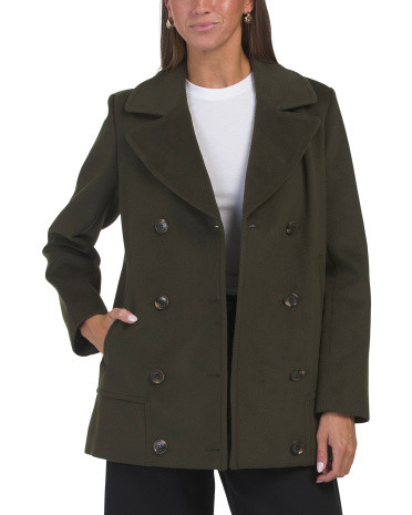 Wool Blend Double Breasted Peacoat | TJ Maxx