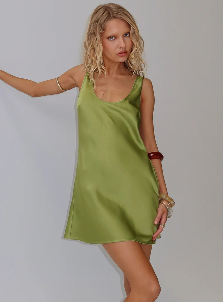 Kalyssia Tie Back Shift Mini Dress Green | Princess Polly US