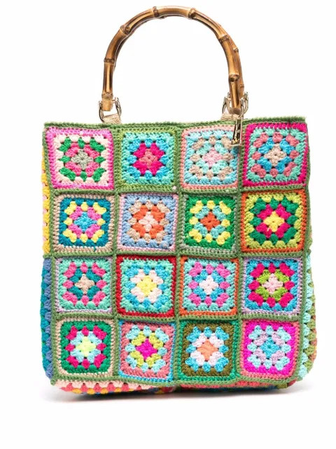 crochet floral-pattern tote | Farfetch (US)