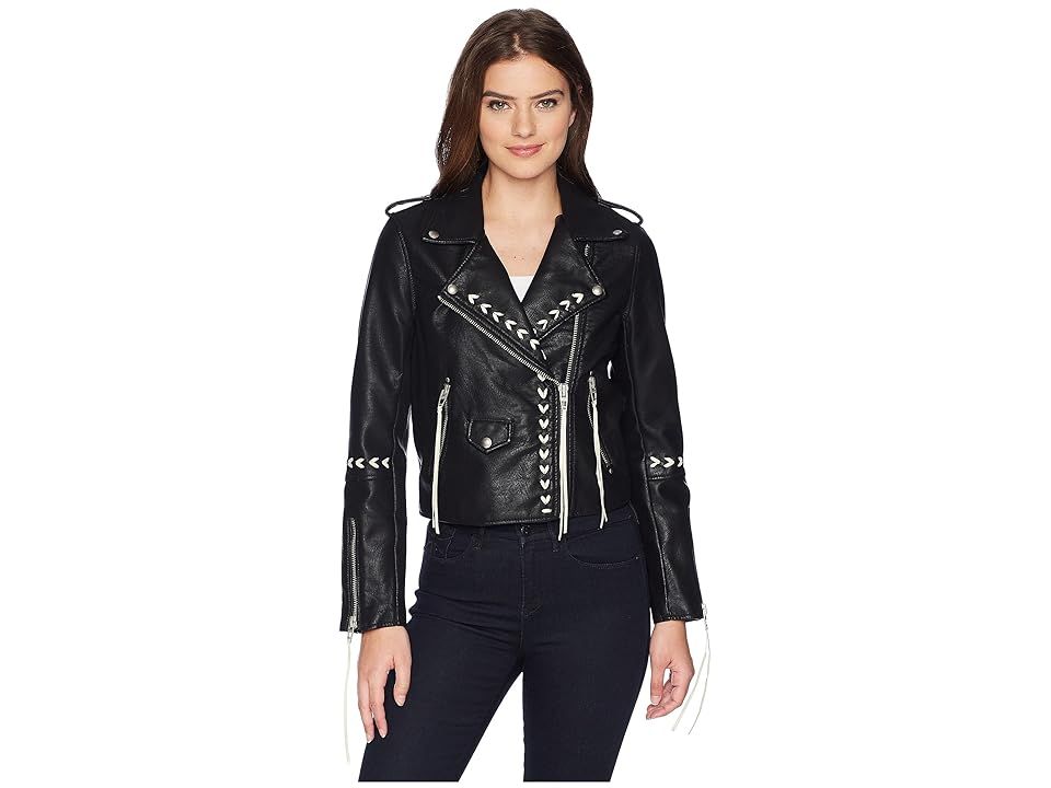 Blank NYC Bonded Vegan Leather Jacket with Lacing Detail in Second Chances (Second Chances) Women's Coat | 6pm