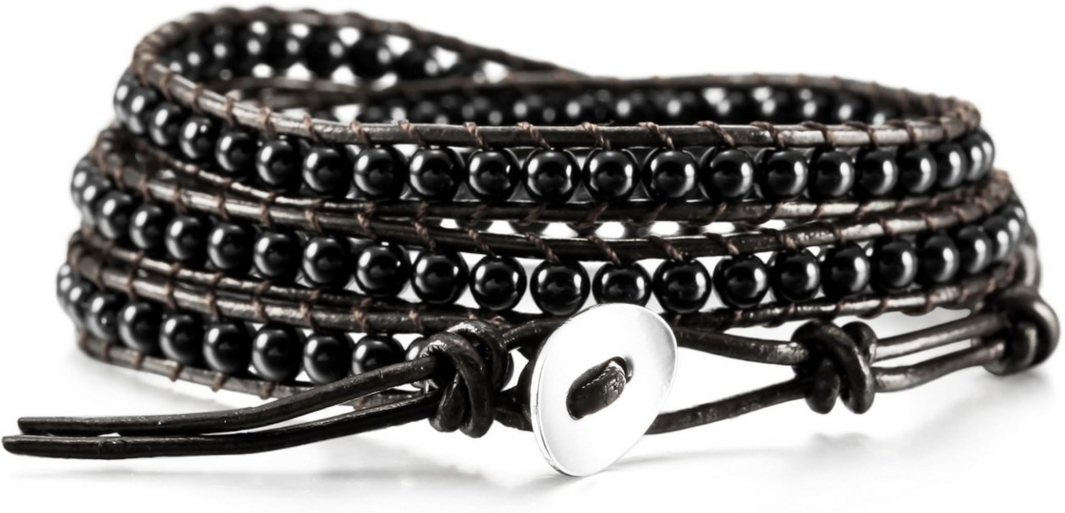 Custom Bead Wrap Bracelet for Women Engraved Name Photo Handmade Natural Agate Beads Layered Brac... | Amazon (US)
