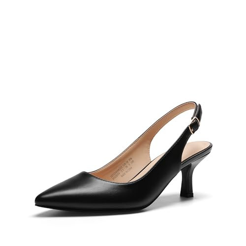 DREAM PAIRS Women's Kitten Heel Slingback Pointed Closed Toe Low Stiletto Heels Dress Bridal Elegant Wedding Pumps Shoes,Size 9.5,Black,SDPU2444W | Amazon (US)