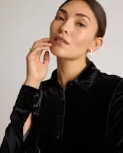 Stretch Silk Velvet Long Sleeve Shirt | Quince