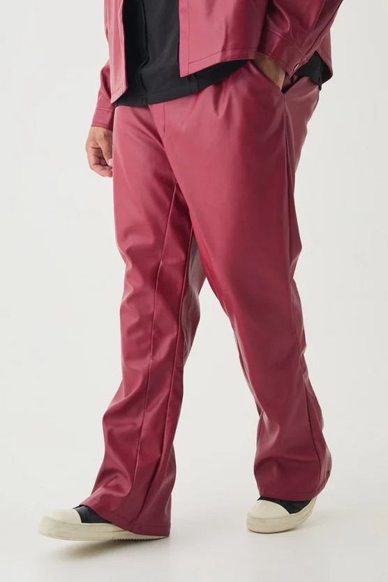 Plus PU Slim Fit Flared Pants | boohooMAN (US & Canada)