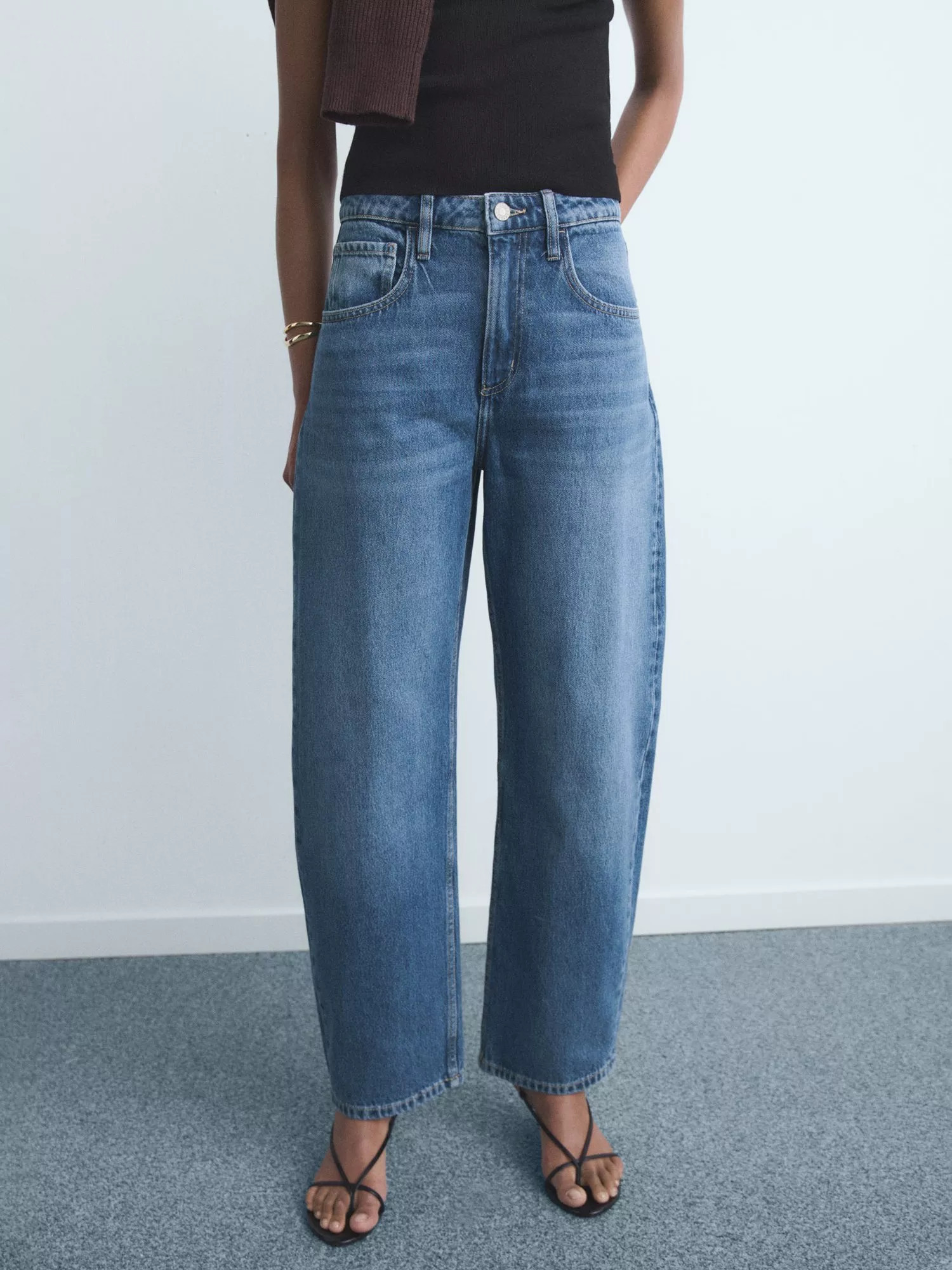 Mango Bet Barrel Leg Jeans, Open Blue | John Lewis (UK)