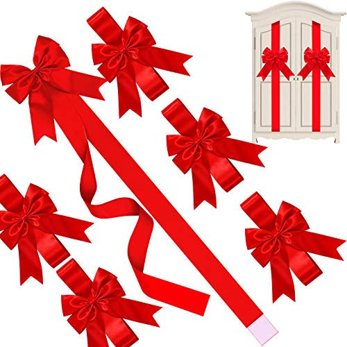 WILLBOND 12 Pieces Red Christmas Cabinet Ribbons Bows Large Red Bow Christmas Door Kitchen Cabinet Ribbon Bows Locker for Xmas Holidays Party Decorations Supplies | Amazon (US)