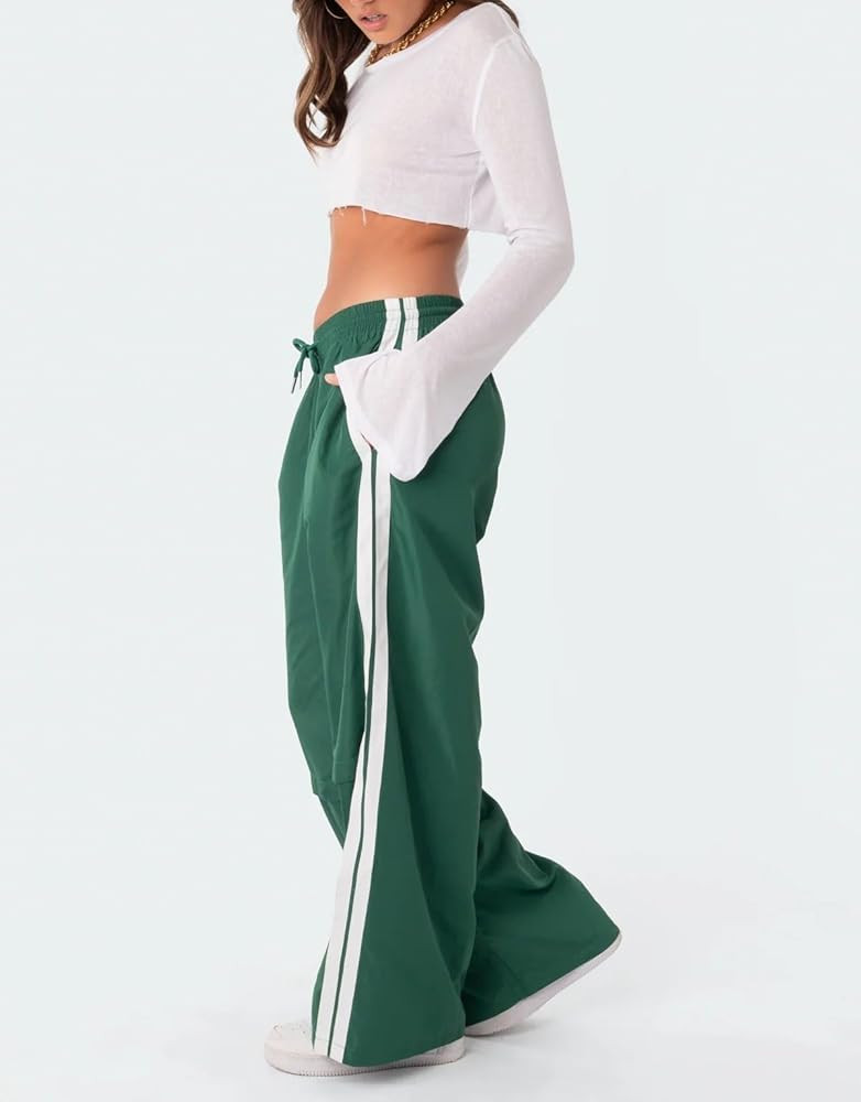 Striped Track Pants Women Wide Leg Baggy Joggers Sweatpants Cargo Pants Y2k Elastic Waist Lounge ... | Amazon (CA)