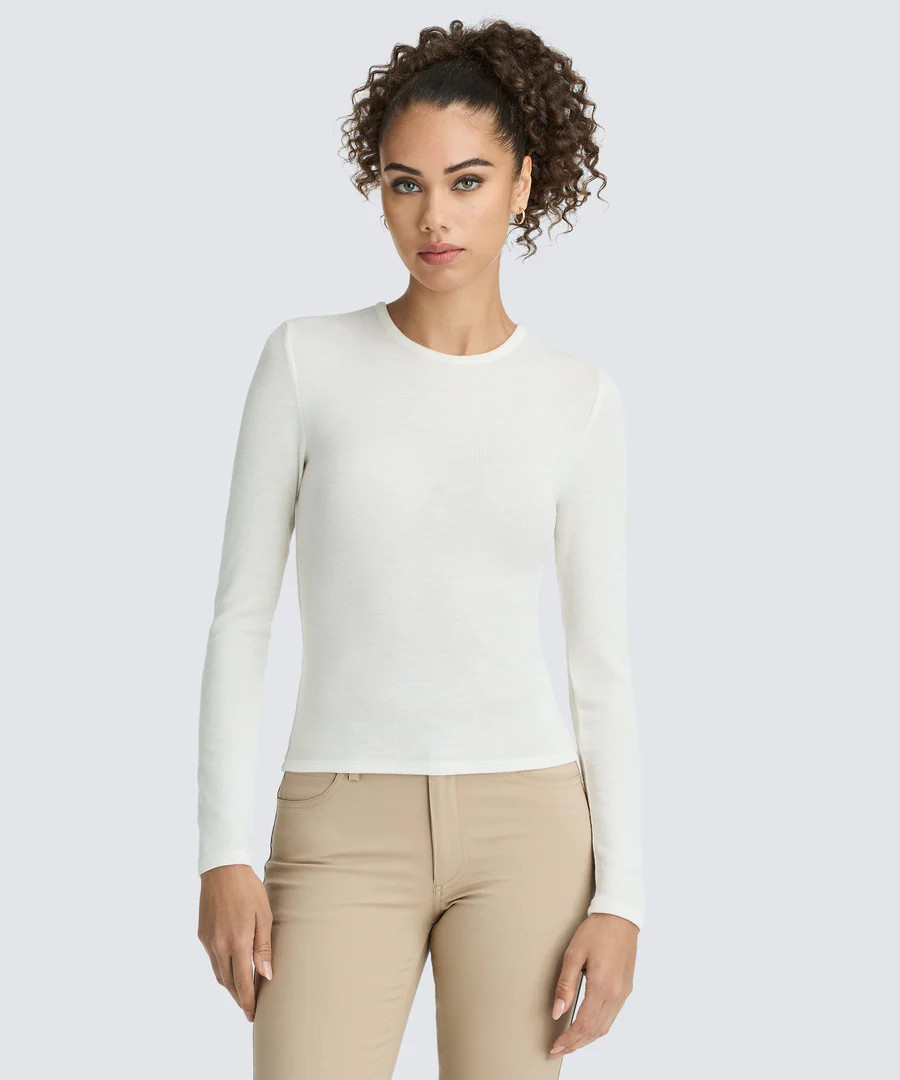 Women's Rib Fitted Long Sleeve Crew | Unbound Merino | Unbound Merino