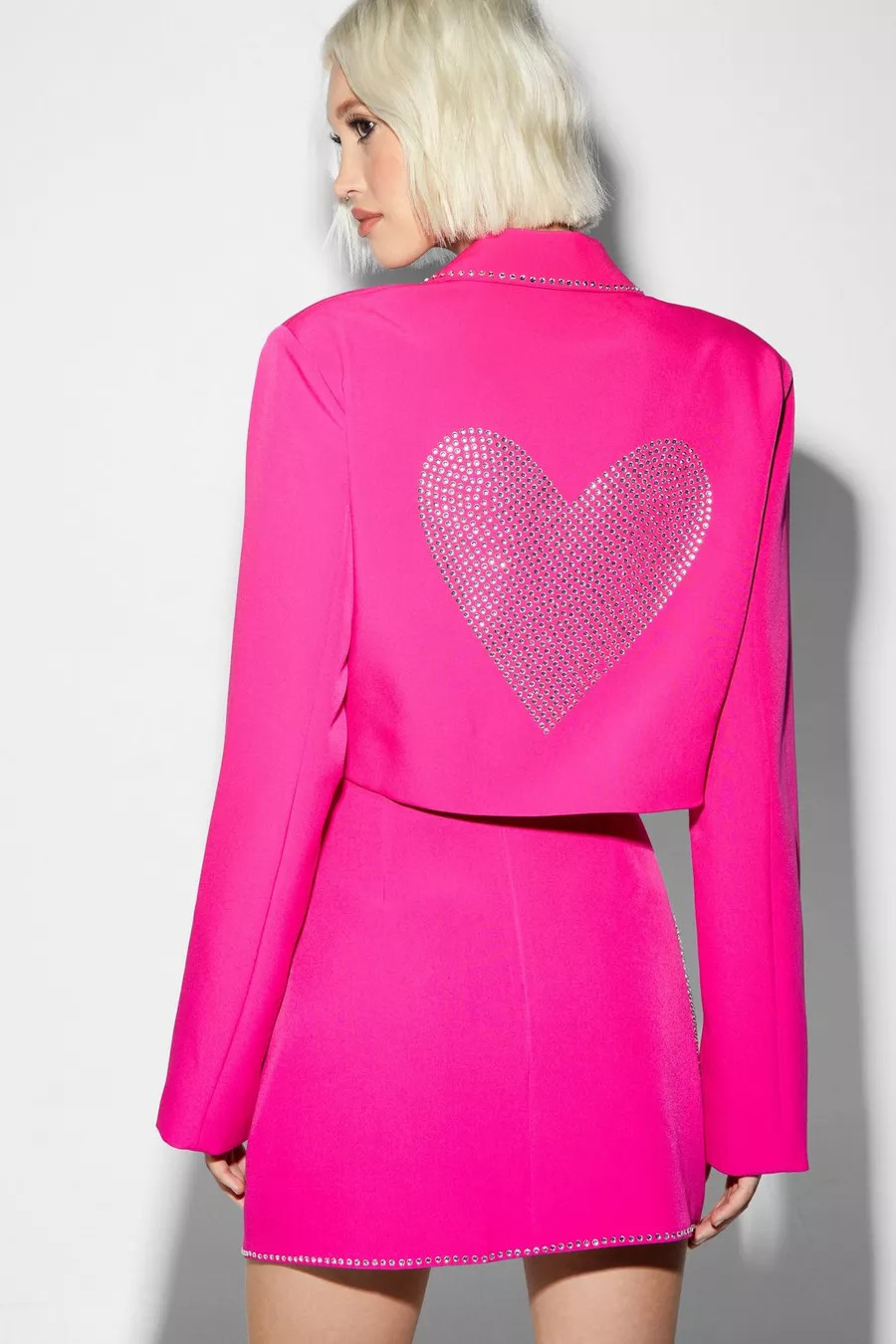 Premium Tailored Diamante Heart Cropped Blazer | Nasty Gal US