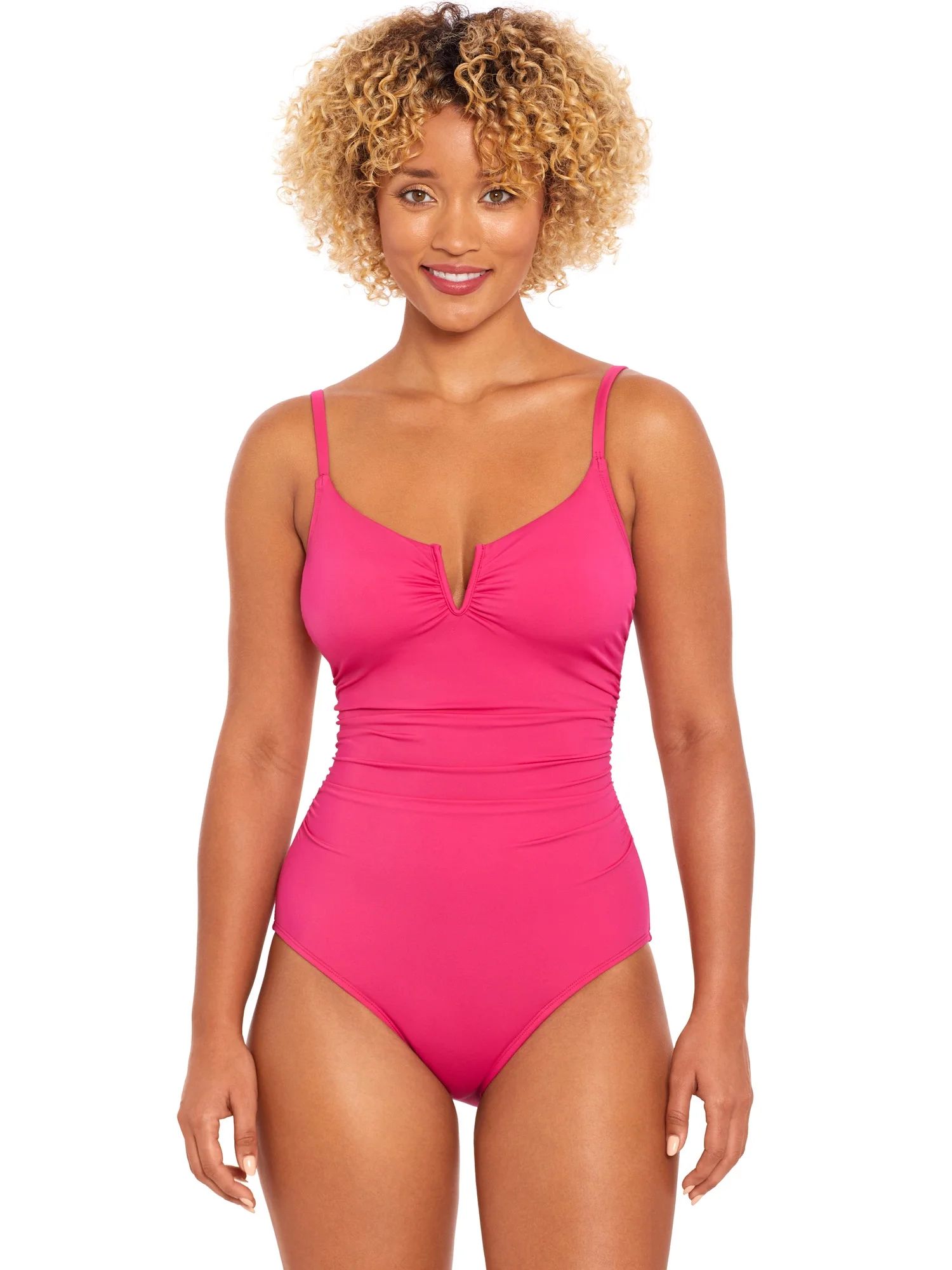 Time and Tru Women's and Plus V Wire One Piece Swimsuit, Sizes XS-3X - Walmart.com | Walmart (US)
