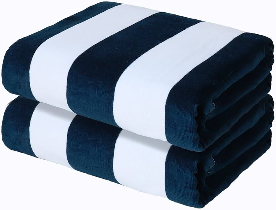 Exclusivo Mezcla 2 Pack Cotton Large 30x60 Inches Cabana Stripe Beach Towels, Super Absorbent Sof... | Amazon (US)