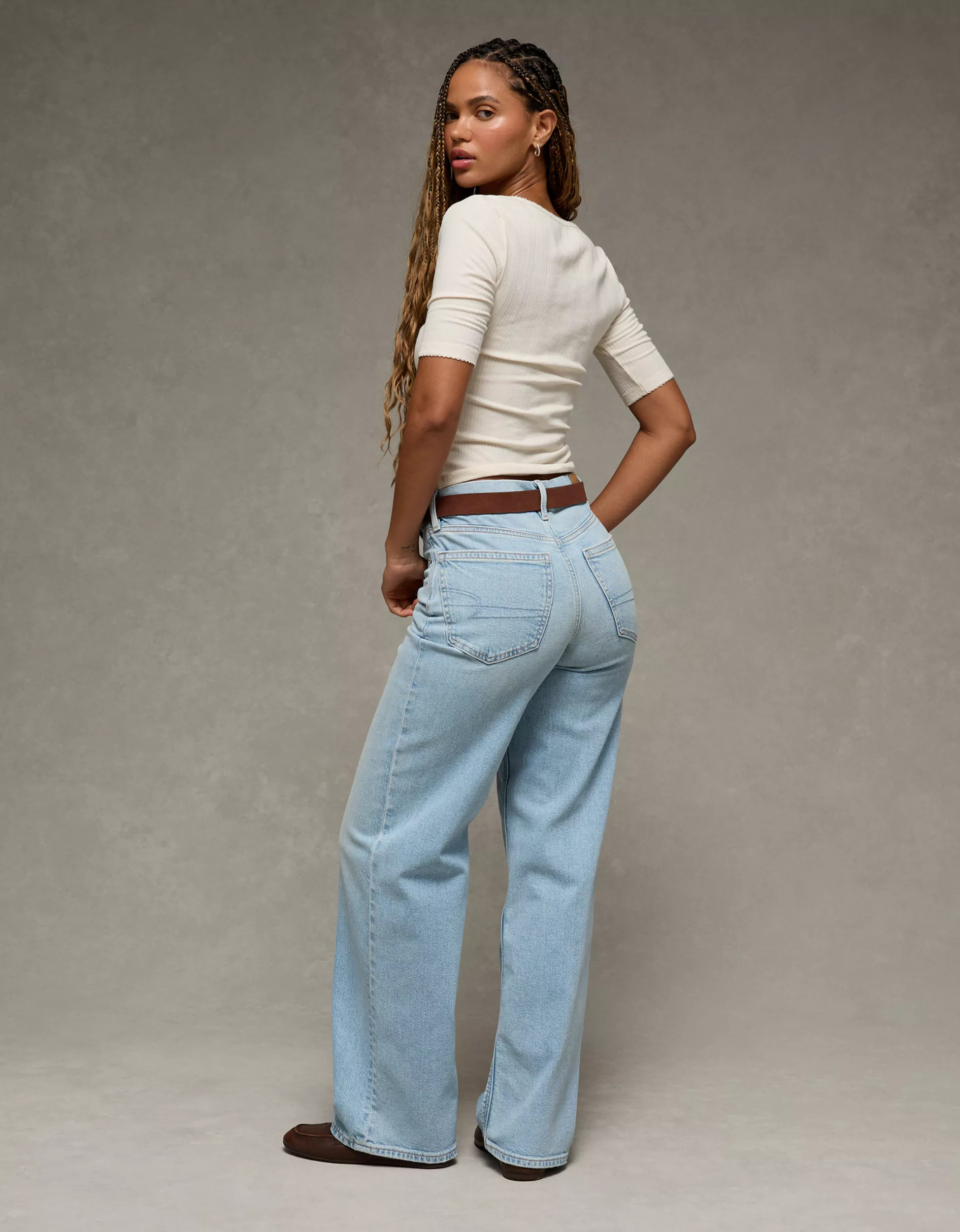 AE Strigid Curvy Super High-Waisted Baggy Straight Jean | American Eagle Outfitters (US & CA)