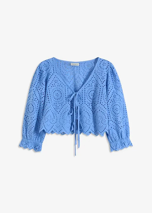 Bluse mit Lochstickerei und Puffärmeln | Bonprix DE
