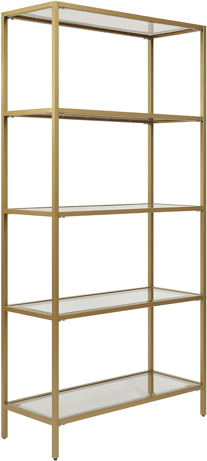 Carolina Chair & Table Marcello Glass Shelves Bookcase, Gold | Amazon (US)