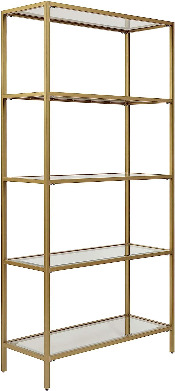 Carolina Chair & Table Marcello Glass Shelves Bookcase, Gold | Amazon (US)
