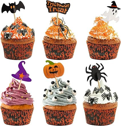 FEPITO 60 Pieces Halloween Decoration Topper Halloween Toothpick Flags Markers for Halloween Part... | Amazon (US)