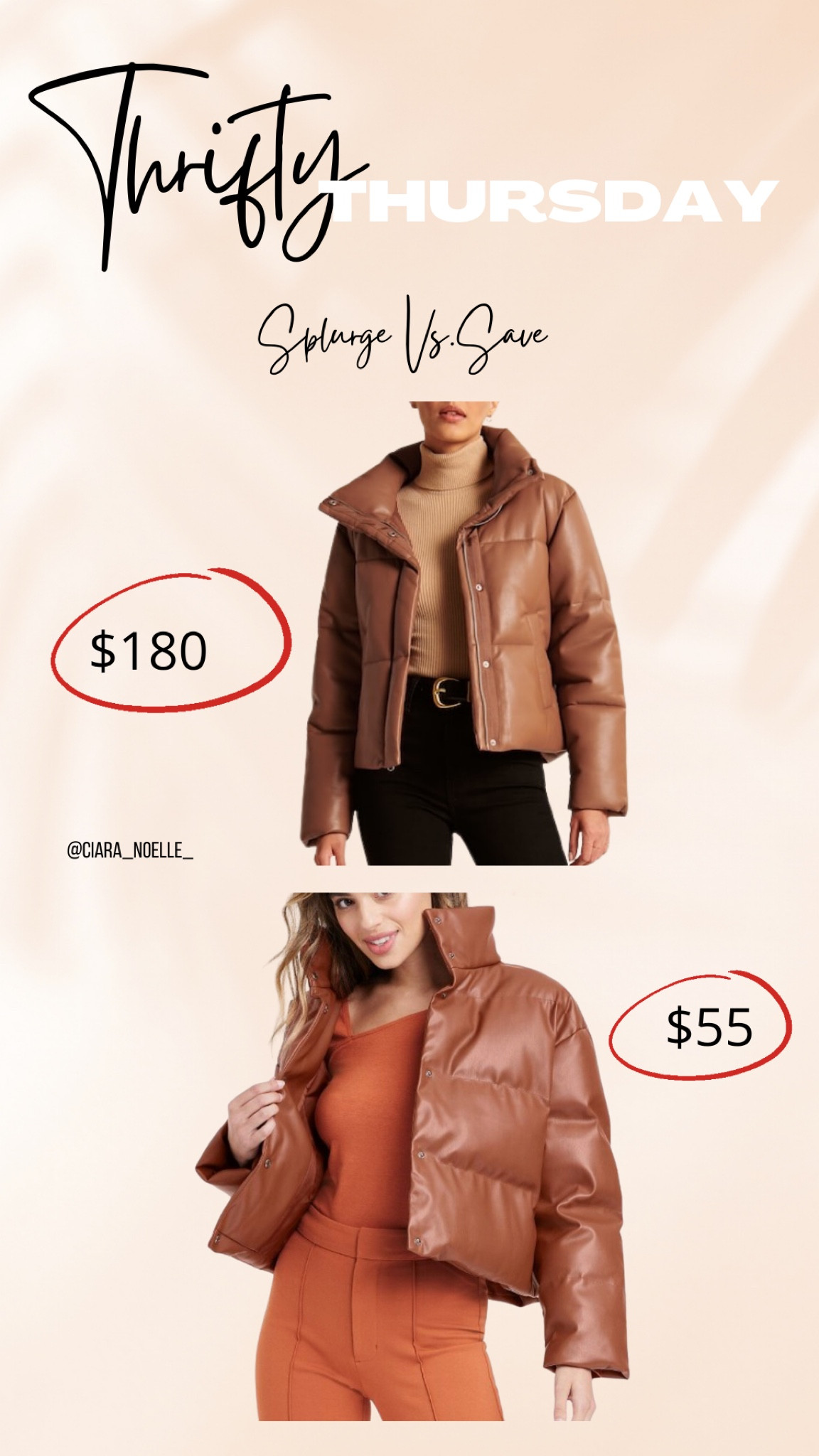 #ThriftyThursday Faux Leather Puffer ! Super trendy. Splurge on Abercrombie or save at Target ! Both very cute and great quality IMO 

#LTKstyletip #LTKHoliday #LTKSeasonal