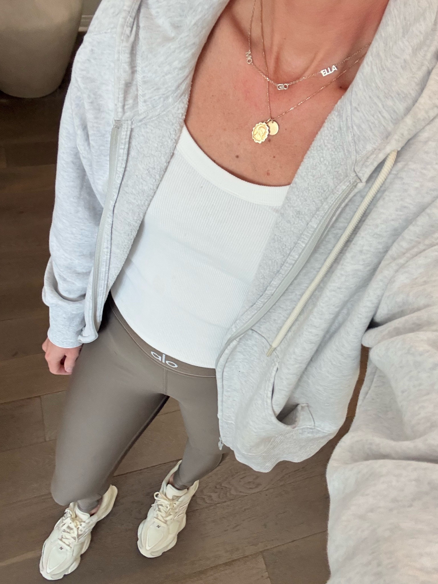 Today’s outfit for a walk, playgrounds, school dropoff/pickup 🤍 I bought these leggings during the Alo sale and love them! Fit true to size. I also just got these New Balance sneakers. I wore my other pair so much I bought another pair. They’re the comfiest sneakers I own! Sized down a half size. 

Aerie, Alo, New Balance, mom outfit, mom style, athleisure, comfy everyday outfit, playground outfit, school dropoff outfit, leggings outfit, pilates outfit

#LTKmomlife #LTKootd #LTKActive