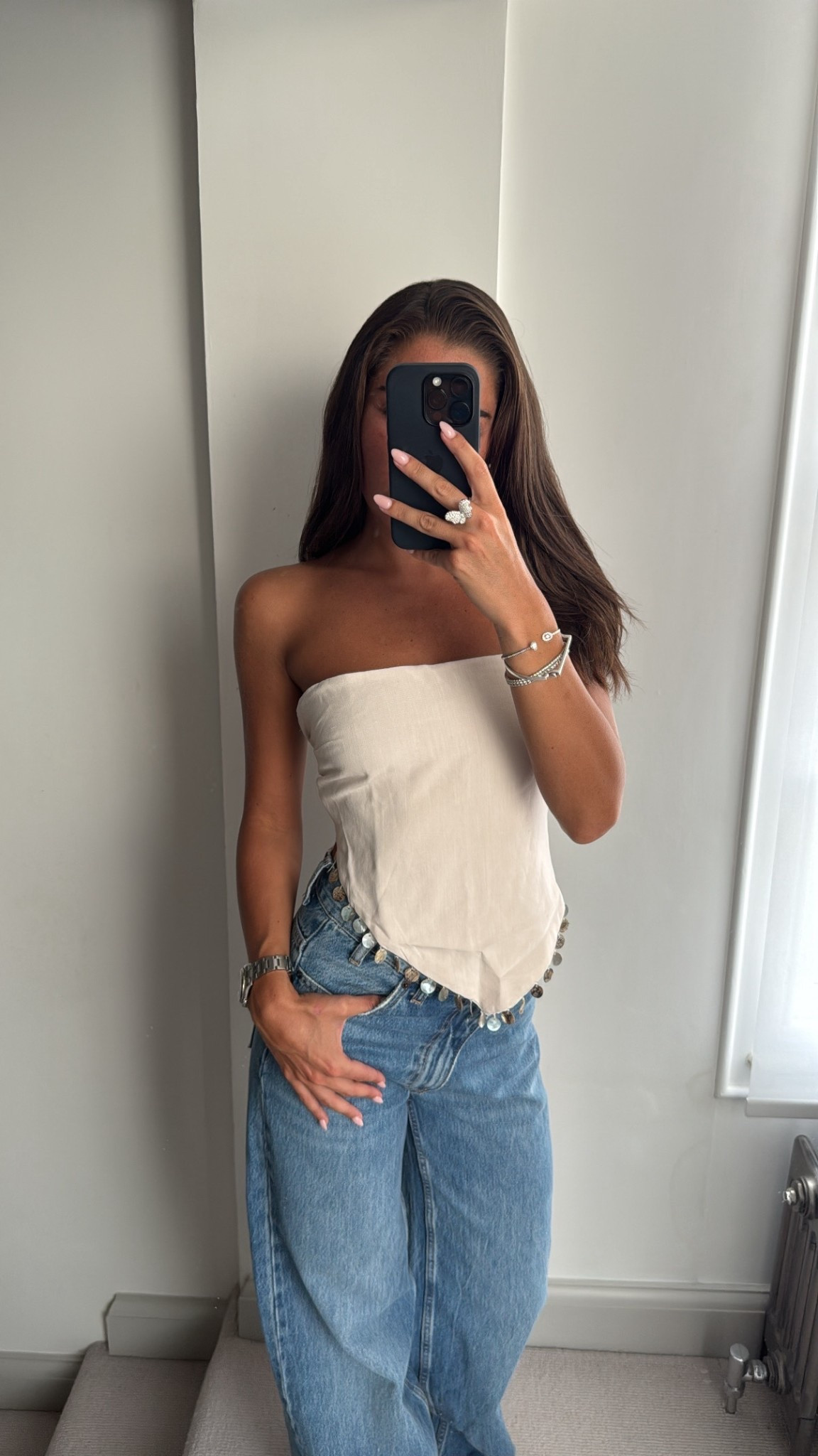 bandeau top with sequins, jeans and a nice top, date night outfit, going out outfit, summer fashion 

#LTKjeans #LTKsummer #LTKdatenight