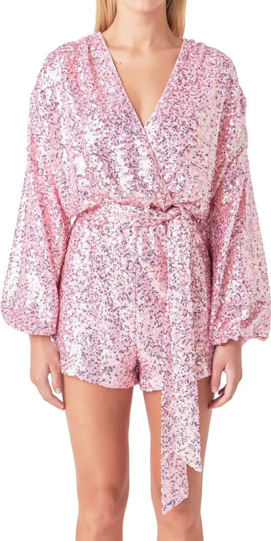 Long Sleeve Sequin Romper | Nordstrom