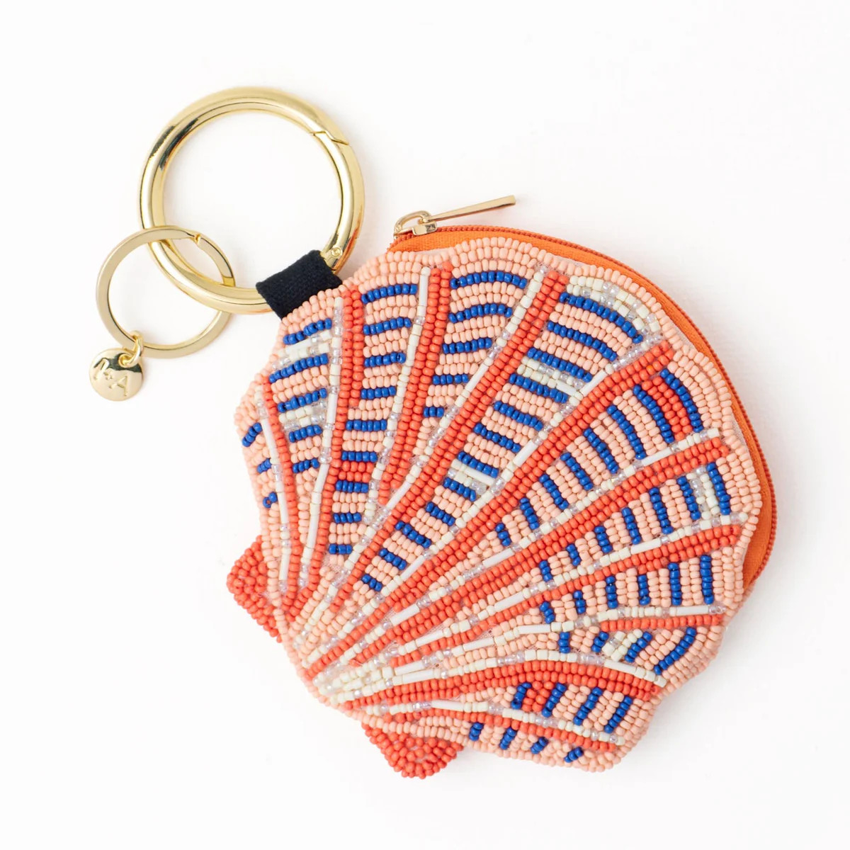 Mary Shell Beaded Coin Purse Coral | INK+ALLOY