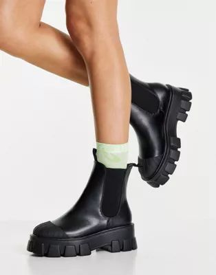 Truffle Collection chunky chelsea boots in black with exaggerated sole | ASOS | ASOS (Global)