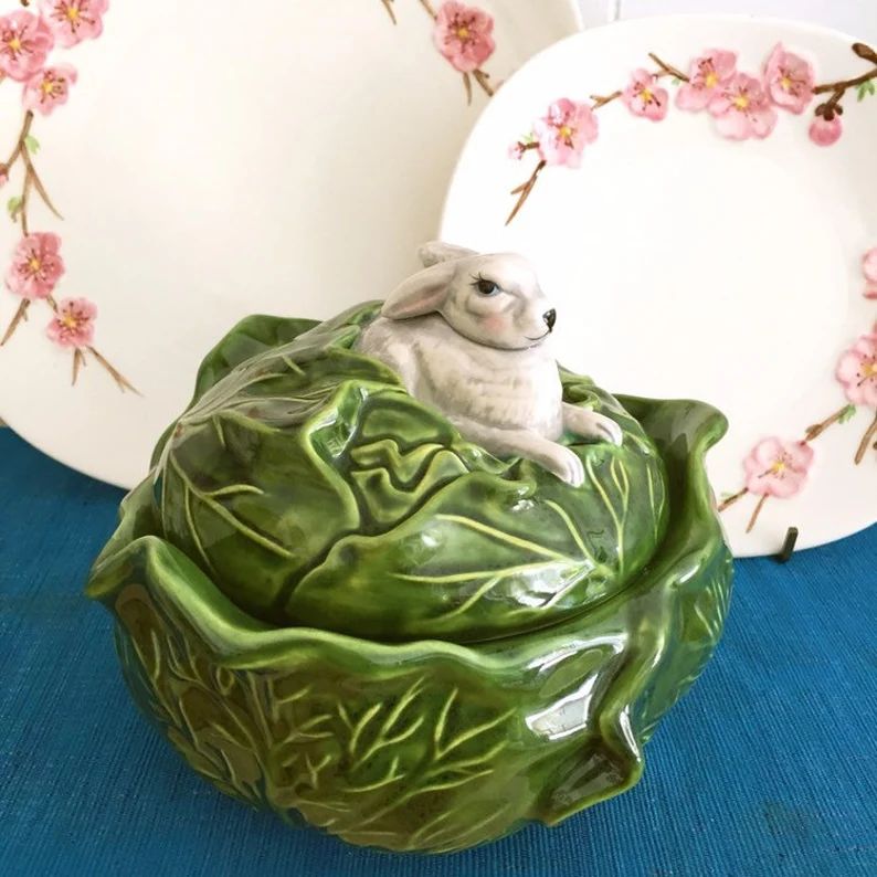 Vintage Holland Mold Bunny Cabbage Bowl With Lid USA. Easter | Etsy | Etsy (US)