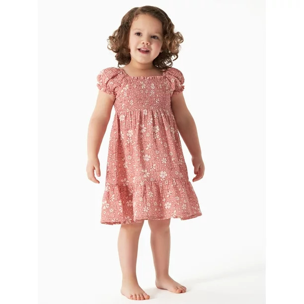 Modern Moments by Gerber Toddler Girl Puff Sleeve Gauze Dress, Sizes 12M-5T | Walmart (US)