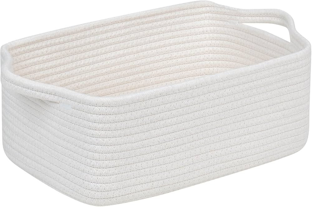 CubesLand Cute and Durable Small Cotton Rope Basket for Organizing, Woven Closet Storage Bin,Shel... | Amazon (US)