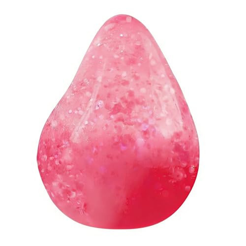 Sensory Squishy Water Drop Fidget Toys, Glitter Sparkle Filling Squeeze Toy, Super Soft Solid Squish Stress Ball Relief Toy for Adults 3.25 Inch (Pink) | Amazon (US)