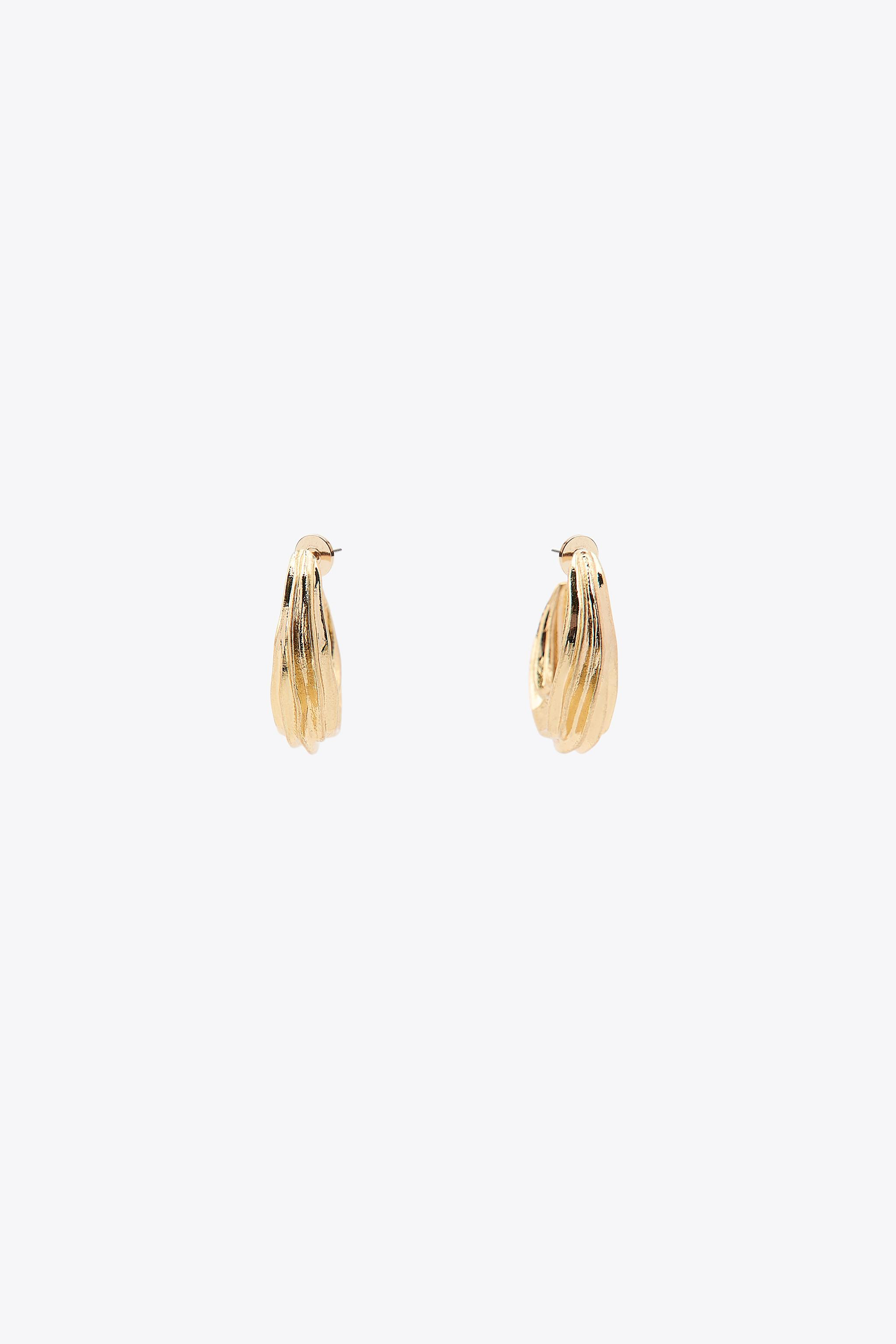 TEXTURED MEDIUM HOOP EARRINGS | Zara US