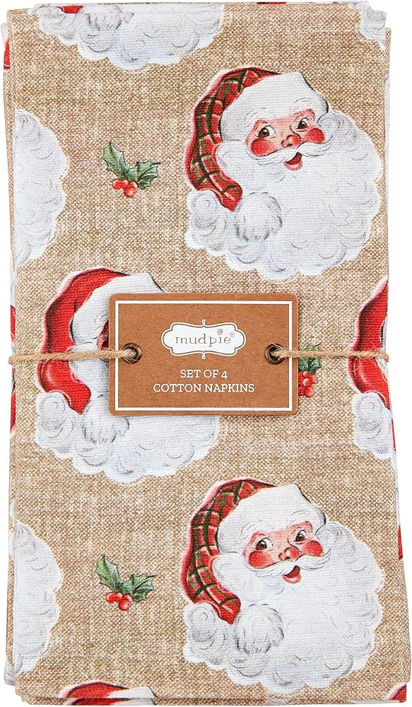 Mud Pie Printed Vintage Santa Napkins; 18" x 18" | Amazon (US)