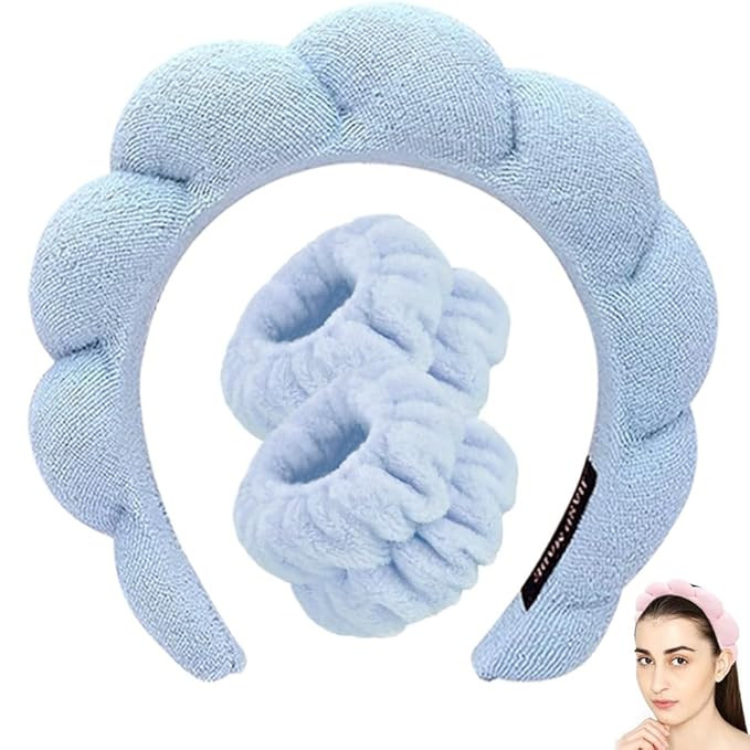 Skincare Headbands Spa Headband for Washing Face, Puffy Makeup Headband with Wristbands Set, Skin... | Amazon (US)